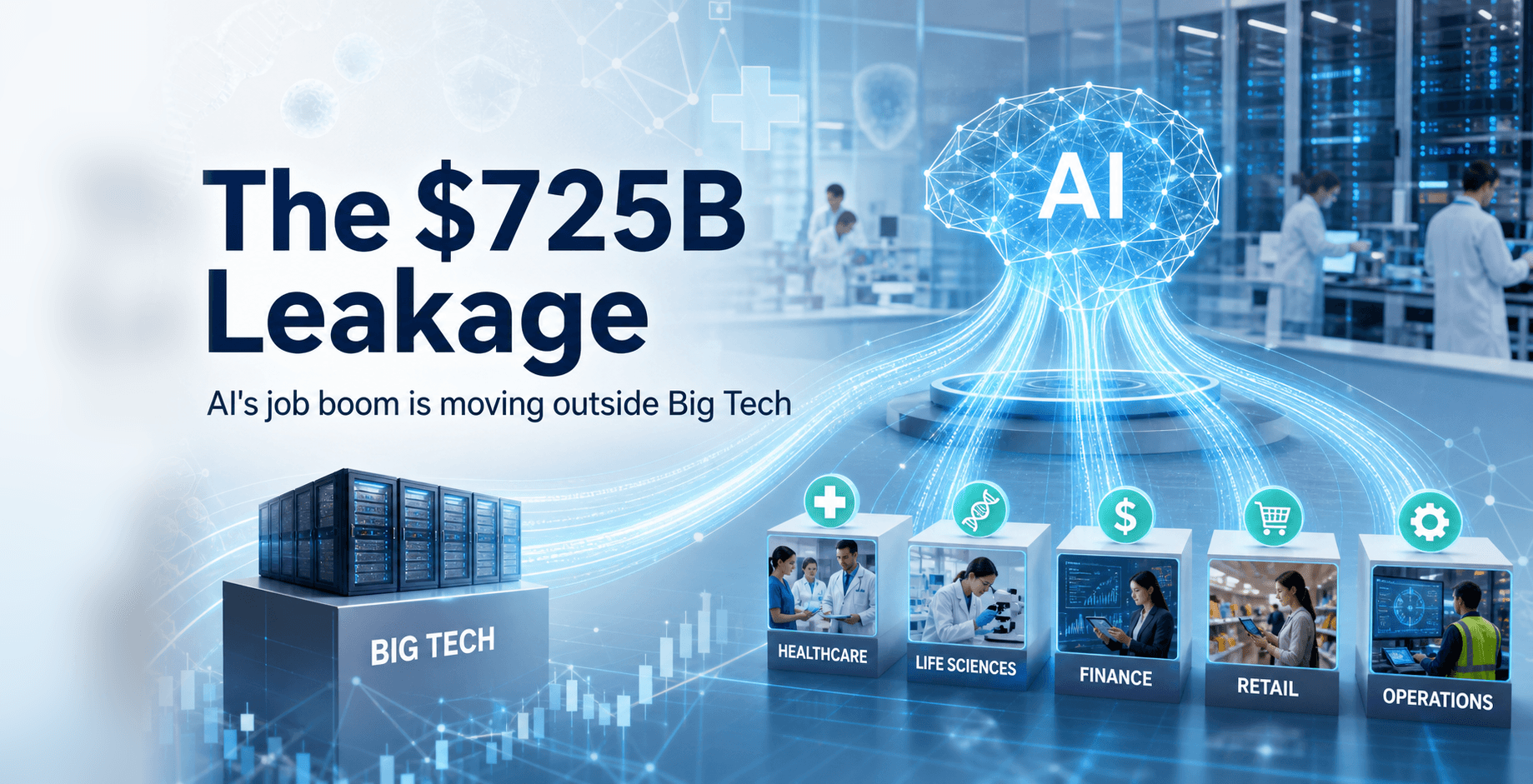 The $725B Leakage into healthcare, life sciences, finance, retail, and operations