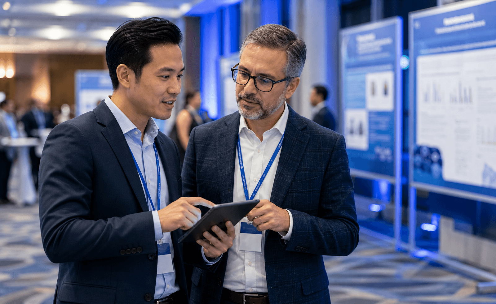 PharmD professional and physician discussing clinical evidence during a peer-to-peer scientific exchange