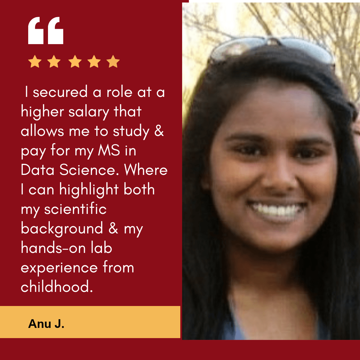 Data Analyst testimonial about securing a higher-salary data science role.
