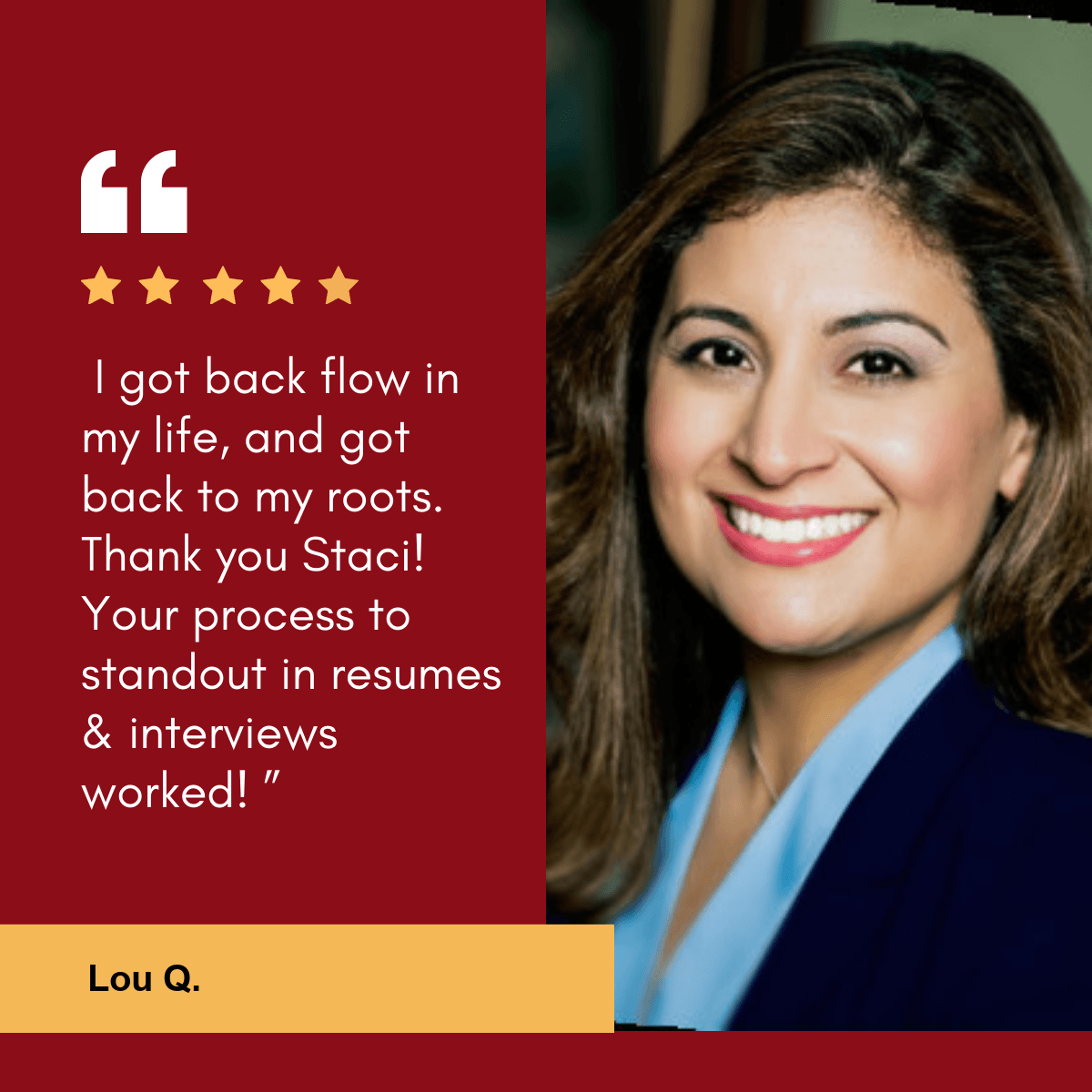 Global Senior Director testimonial screenshot.