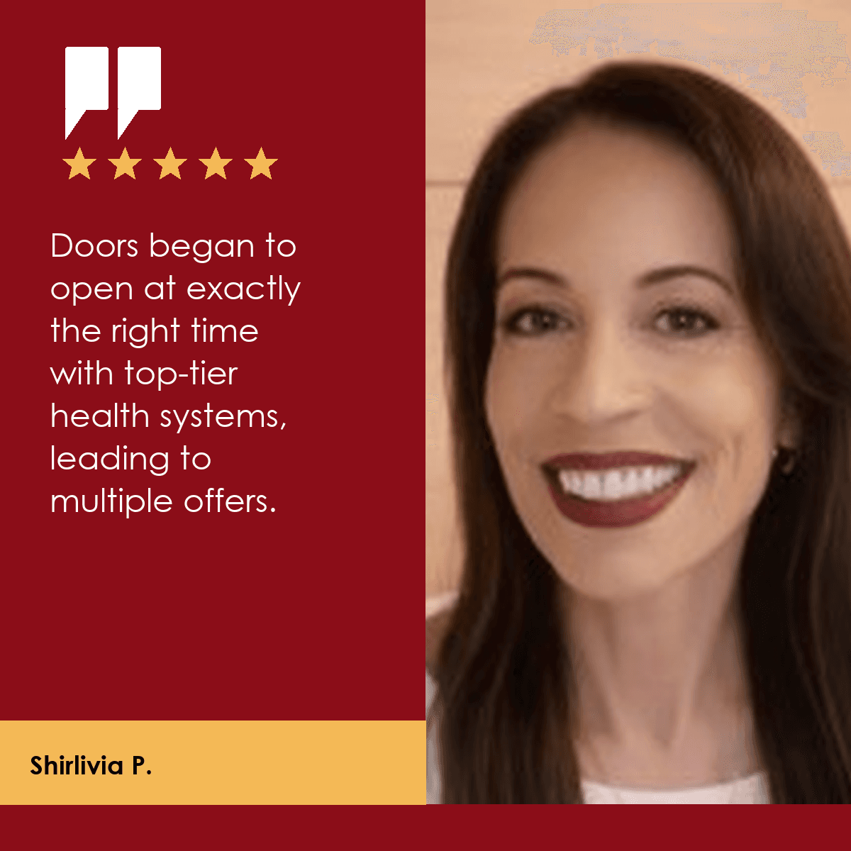 President testimonial about doors opening after working with Staci.